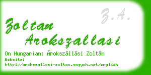 zoltan arokszallasi business card